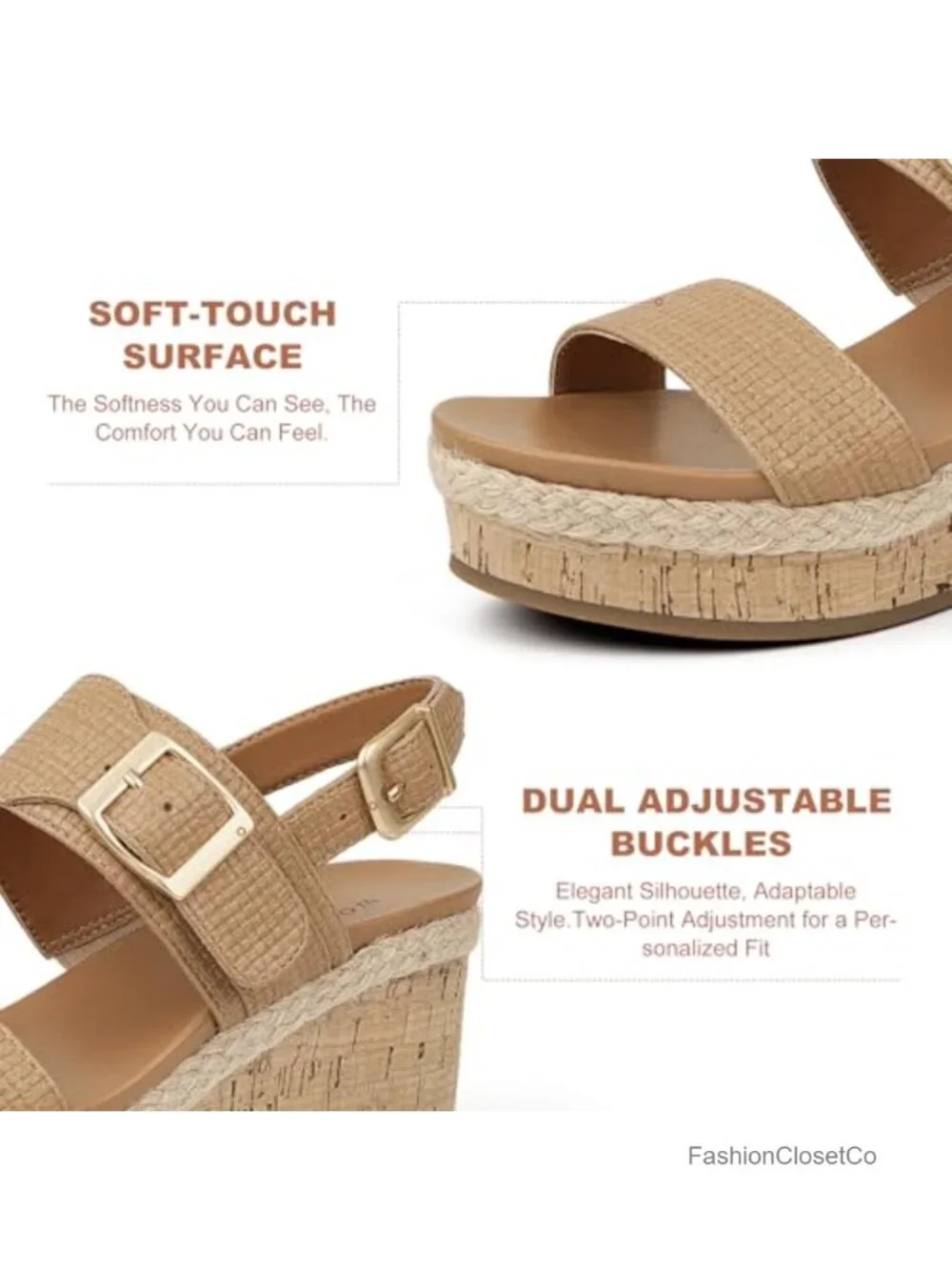 Women's Espadrille Wedge Sandals Slingback Heels Comfortable Summer